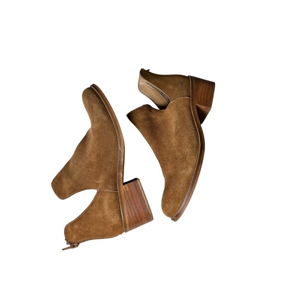 Steve Madden Raisie Ankle Booties Leather Brown Tan Suede Boots Women's 7.5 M - Picture 3 of 14